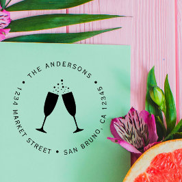 Sello De Caucho Vasos de champagne | Dirección de devolución del P