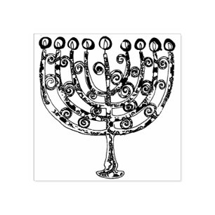 Sello De Caucho Vela elegante de Hanukkah Menorah