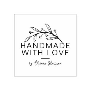 Sello De Caucho Verde elegante personalizado hecho a mano por