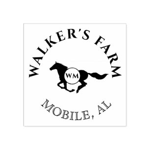 Sello De Caucho Viñeta elegante caballo doble monograma Estampado