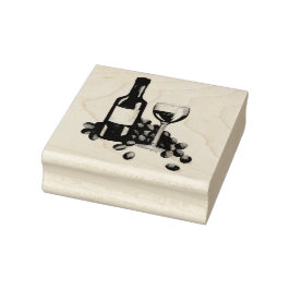 Sello De Caucho Vino Dasado Uvas Frasco Vino Rojo Vidrio Estampado