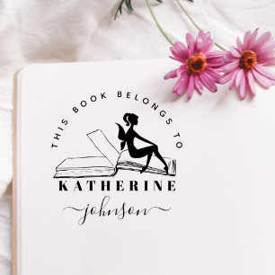 Sello De Caucho Vintage Book Fairy Custom Name from the Library