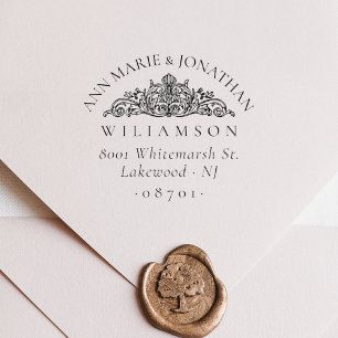 Sello De Caucho Vintage Botanical Elegant Wedding Return Address