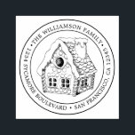 Sello De Caucho Vintage Christmas Gingerbread House Return Address<br><div class="desc">Navidades familia vuelta dirección sellado de goma con tu nombre y dirección en tipografía elegante con una casa de pan de jengibre de Navidad pintada a mano. Simplemente agrega tu nombre y dirección. Diseñado exclusivamente para usted por Happy Dolphin Studio. Si necesita ayuda o productos coincidentes, póngase en contacto con...</div>