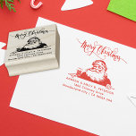 Sello De Caucho Vintage Christmas Santa Chimney Address Typography<br><div class="desc">Este nostálgico sello de goma retro cuenta con un encantador Santa Claus al lado de una chimenea, con una simple tipografía de personalizable limpio para nombres y direcciones. La dirección se muestra en una fuente minimalista sans-serif, combinando el diseño clásico con la legibilidad moderna, mientras que el deseo navideño se...</div>