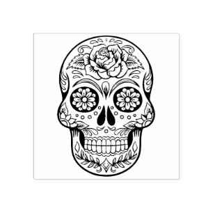 Sello De Caucho Vintage Día de Halloween del Cráneo Muerto