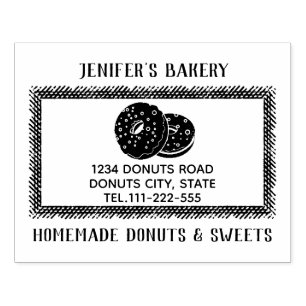 Sello De Caucho Vintage elegante donuts panadería casera