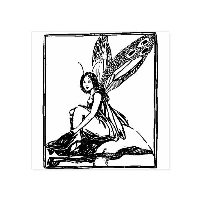 Sello De Caucho Vintage Fairy Girl   Rubber Stamp (Impresión)