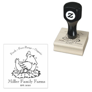 Sello De Caucho Vintage Family Farm Chicken Egg Carton