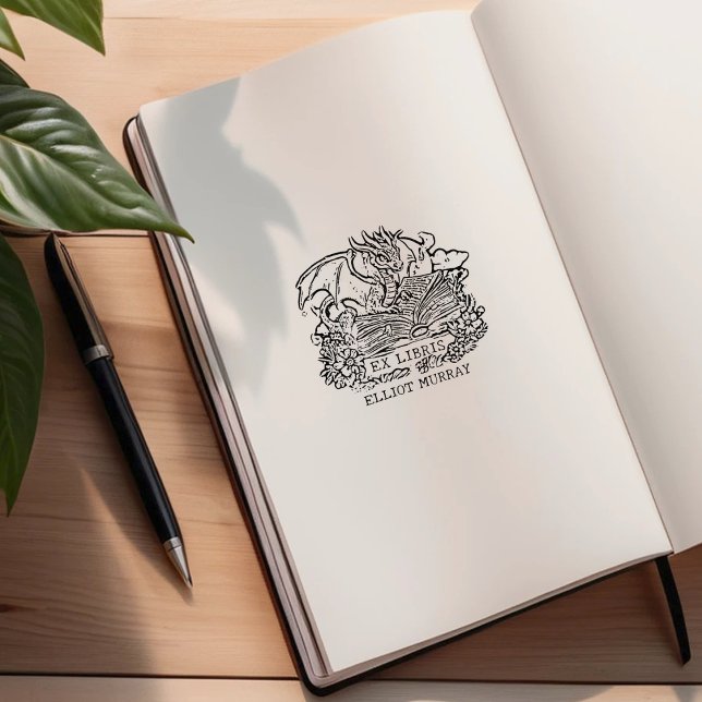 Sello De Caucho Vintage Fantasía Bebé Dragon Ex Libris (Subido por el creador)