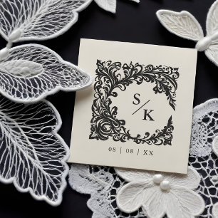Sello De Caucho Vintage Flourish Ornate Frame Wedding Initials