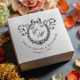 Sello De Caucho Vintage French Monogram Wreath Elegant Wedding