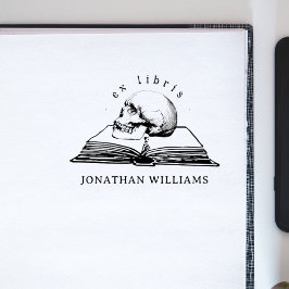 Sello De Caucho Vintage Gothic Skull Ex Libris Personalizado libro