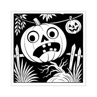 Sello De Caucho Vintage Halloween Jack O'Lantern Rubber Stamp