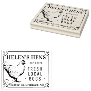 Sello De Caucho Vintage Huevos frescos locales estampado de cartón