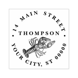 Sello De Caucho Vintage Lobster #1 Dirección de devolución del nom