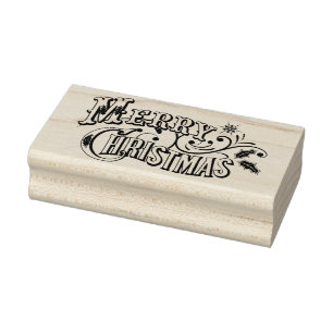 Sello De Caucho Vintage Merry Christmas Rubber Art Stamp