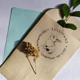 Sello De Caucho Vintage Rabbit Modern Script Family Return Address