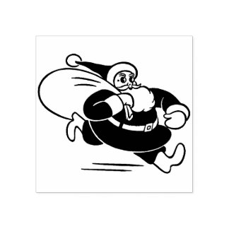 Sello De Caucho Vintage Running Santa Claus