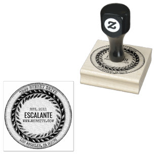 Sello De Caucho Vintage Rustic Black Wreath Personalizado Textos