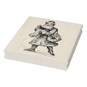 Sello De Caucho Vintage Santa con el saco de presentes