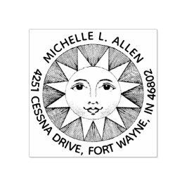 Sello De Caucho Vintage Sonriente Sun Personalizado dirección de r