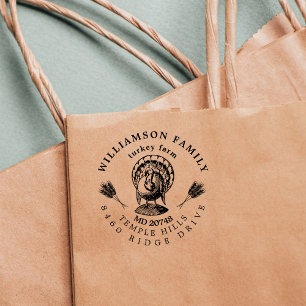 Sello De Caucho Vintage Turkey Farm Personalizado Farmhouse Direcc