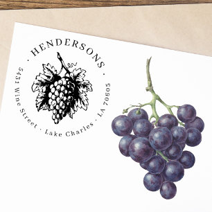 Sello De Caucho Vintage Wine Grapes Classic Family Return Address
