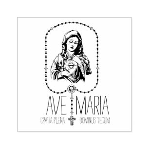 Sello De Caucho Virgen católica HAIL MARY Rosary Religiosa