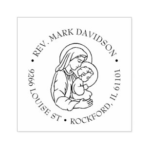 Sello De Caucho Virgen Católica María Niño Jesús Religioso