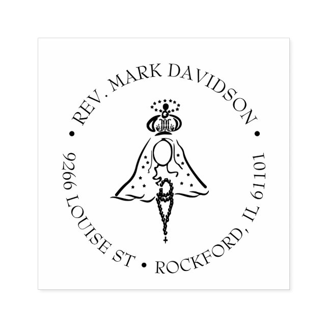 Sello De Caucho Virgen Católica María Rosaria Dirección religiosa (Impresión)