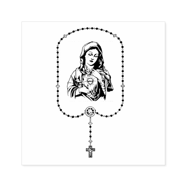 Sello De Caucho Virgen Católica María Rosaria Dirección religiosa (Impresión)