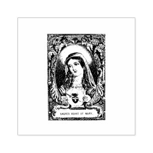 Sello De Caucho Virgen del Corazón Sagrado María Madre Católica Re