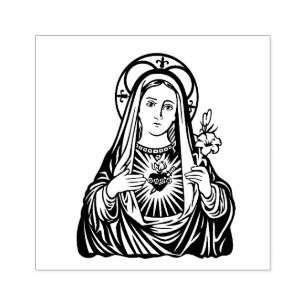 Sello De Caucho Virgen religiosa María Corazón Inmaculado