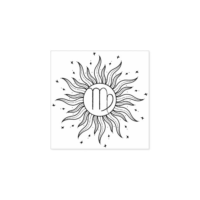 Sello De Caucho Virgo del horóscopo de Sun (Impresión)