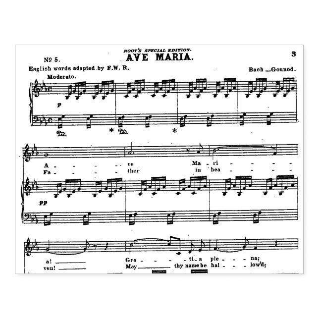 Sello De Caucho Vocal de Music Bach Gounod Ave Maria (Impresión)