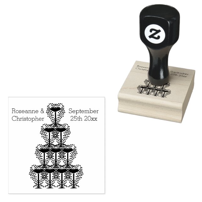 Sello De Caucho Wedding Rubber Stamp Champagne Glasses (Sellado)