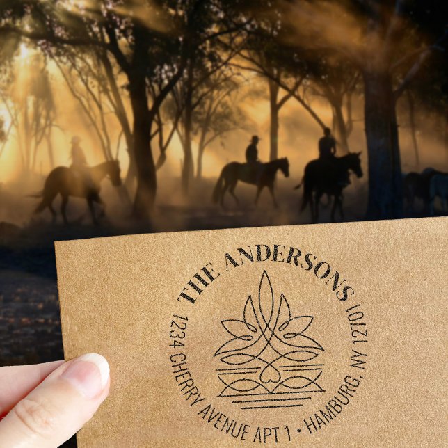 Sello De Caucho Western Cowboy Boot Stitch Pattern Return Address (Subido por el creador)