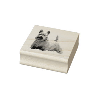 Sello De Caucho Wheaten Scottish terrier happy/front-sist view