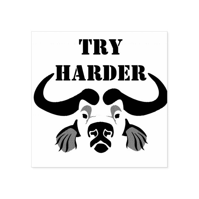 Sello De Caucho Whimsical Cape Buffalo, en tinta negra (Impresión)