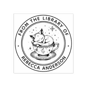 Sello De Caucho Whimsical Fox Book Stamp