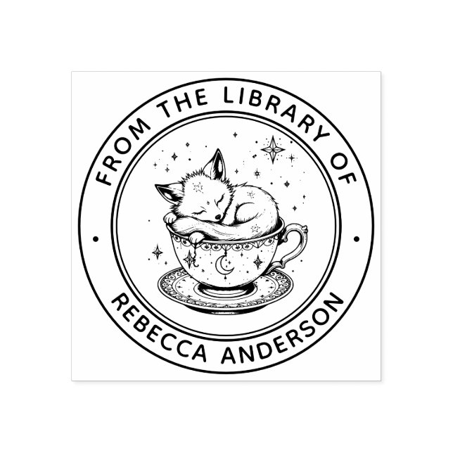 Sello De Caucho Whimsical Fox Book Stamp (Impresión)