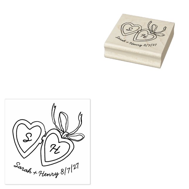 Sello De Caucho Whimsical Heart Locket Doodle Sketch Modern CUSTOM (Sellado)