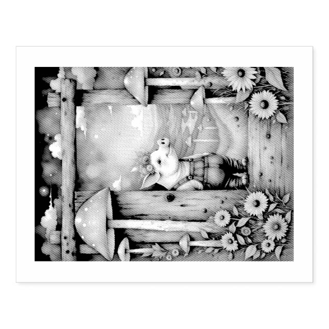 Sello De Caucho Whimsical Piglet (Impresión)