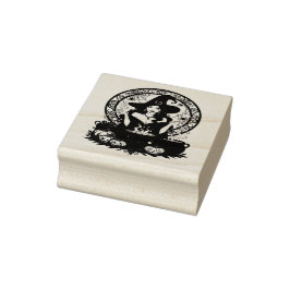 Sello De Caucho Whimsically Enchanting Witch With Spiders