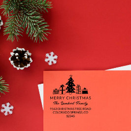 Sello De Caucho Whimvista Tree Merry Christmas Return Address