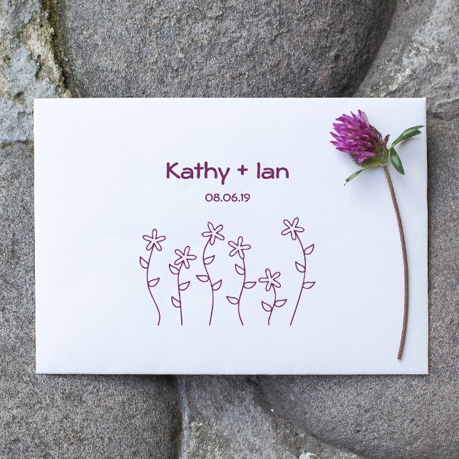 Sello De Caucho Wild Flowers with Branches and Leaves Design (Subido por el creador)