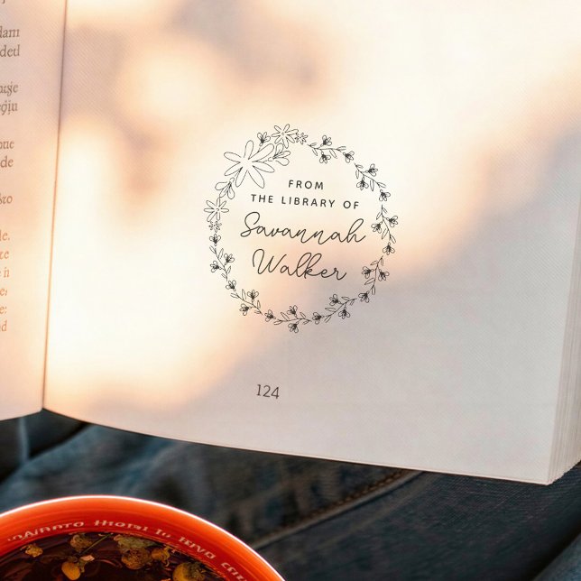 Sello De Caucho Wildflower Frame Calligraphy From the Library of (Subido por el creador)