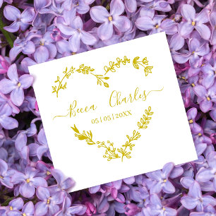 Sello De Caucho Wildflowers Heart & Elegant Typography for Wedding