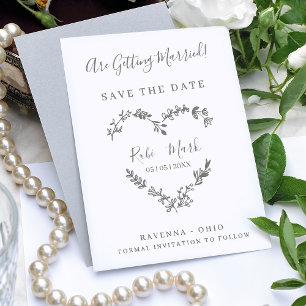 Sello De Caucho Willflowers Heart y Save the Date Quote